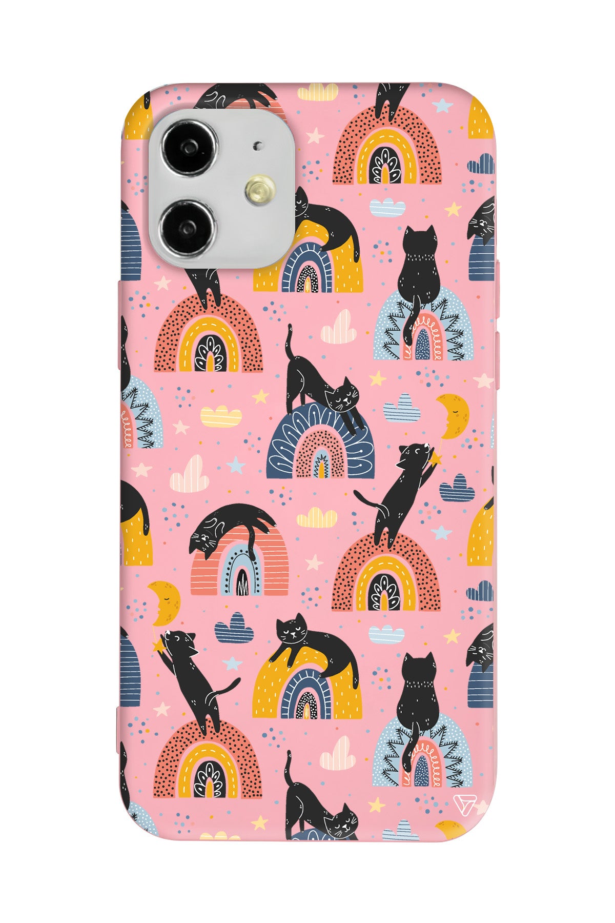 Sevimli Kara Kedi Lansman Model İçi Kadife Silikon Telefon Kılıfı