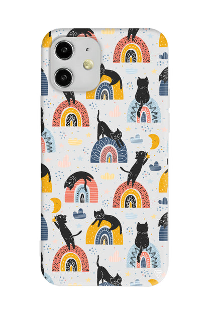 Sevimli Kara Kedi Lansman Model İçi Kadife Silikon Telefon Kılıfı