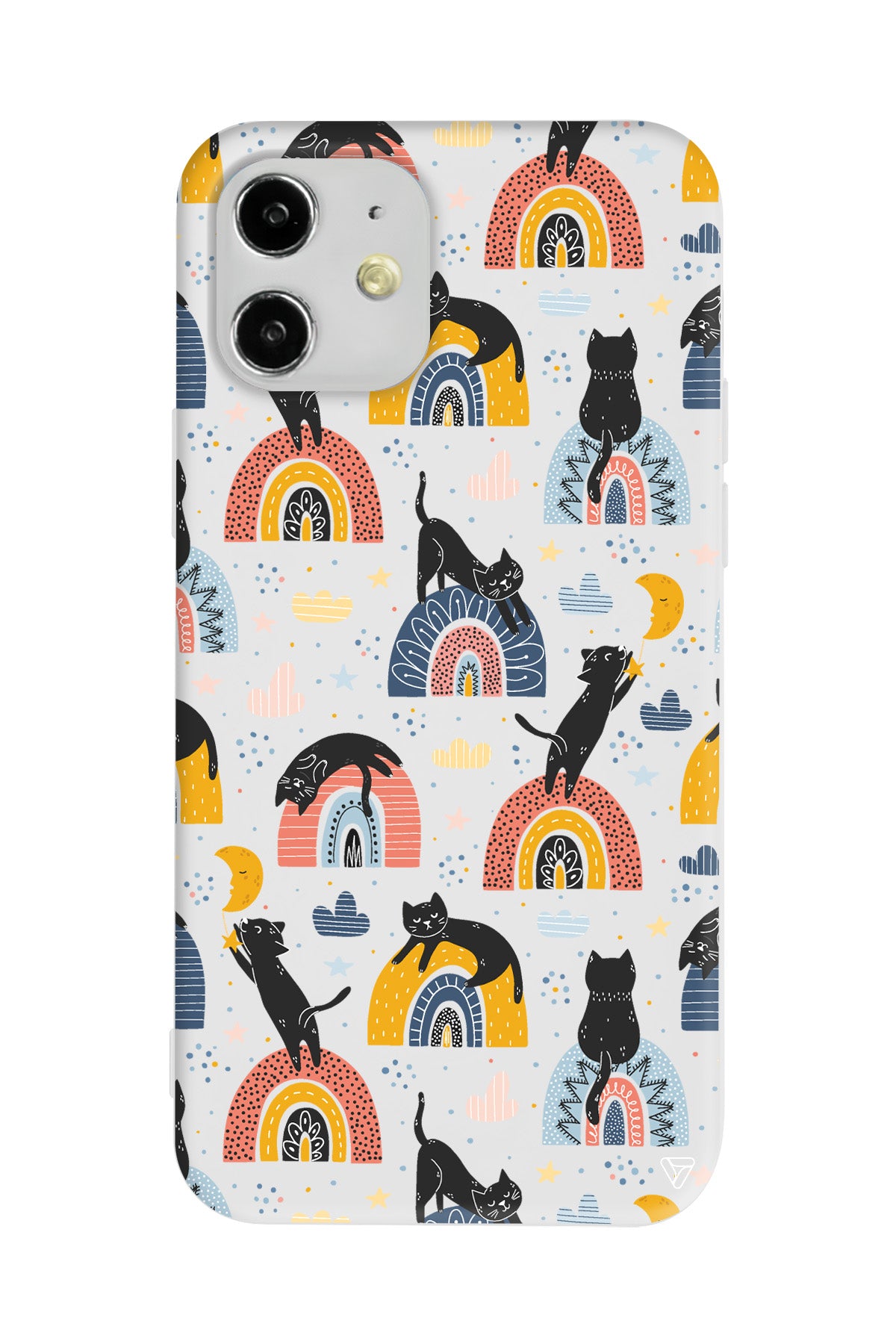 Sevimli Kara Kedi Lansman Model İçi Kadife Silikon Telefon Kılıfı