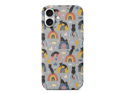 Sevimli Kara Kedi Lansman Model İçi Kadife Silikon Telefon Kılıfı – Plus Serisine Özel