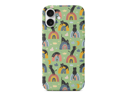 Sevimli Kara Kedi Lansman Model İçi Kadife Silikon Telefon Kılıfı