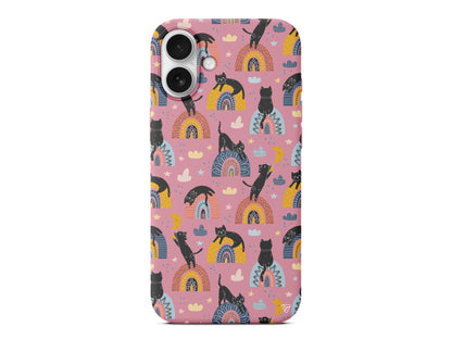 Sevimli Kara Kedi Lansman Model İçi Kadife Silikon Telefon Kılıfı