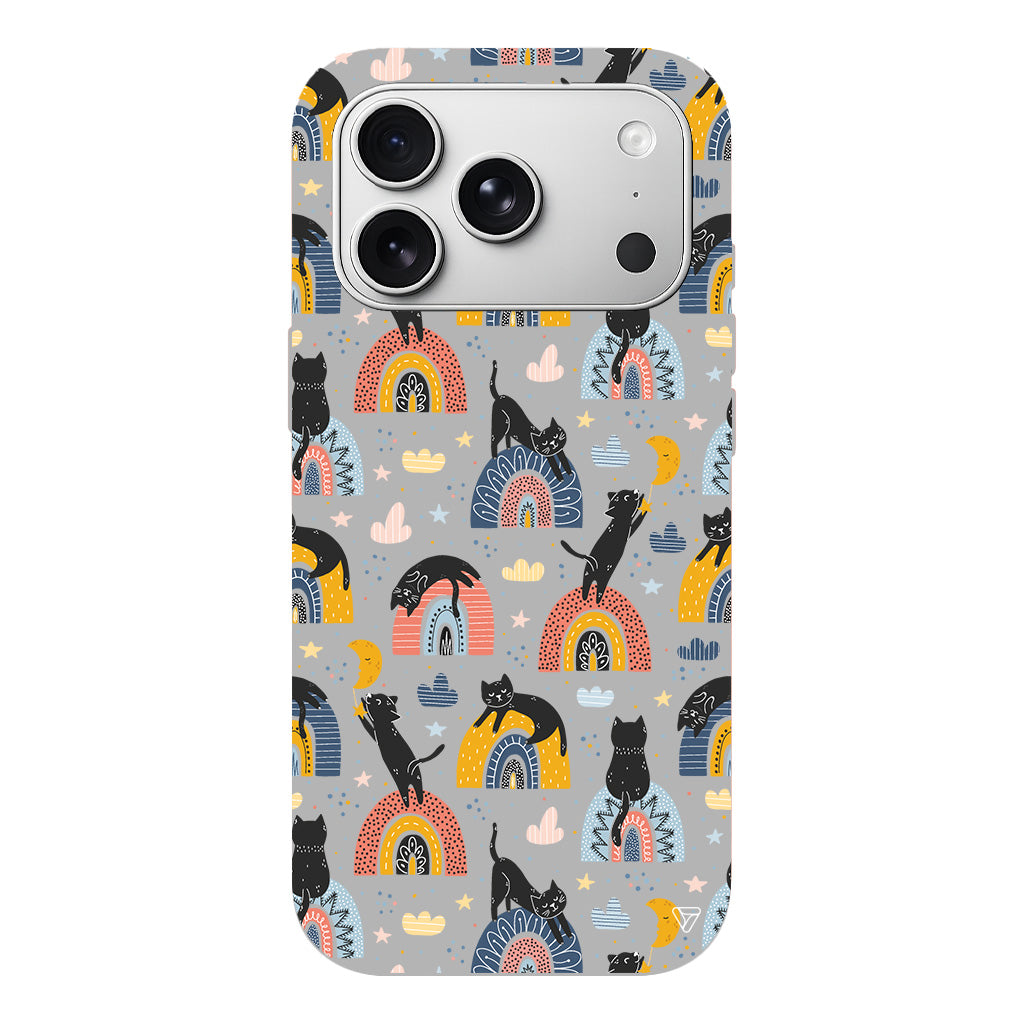 Sevimli Kara Kedi Lansman Model İçi Kadife Silikon Telefon Kılıfı