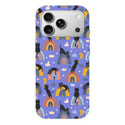 Sevimli Kara Kedi Lansman Model İçi Kadife Silikon Telefon Kılıfı