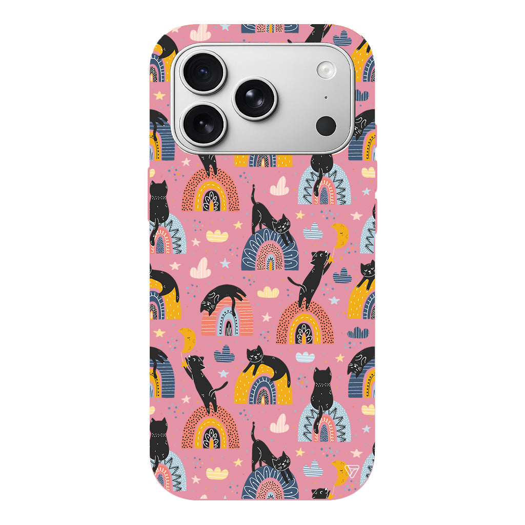 Sevimli Kara Kedi Lansman Model İçi Kadife Silikon Telefon Kılıfı