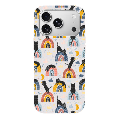 Sevimli Kara Kedi Lansman Model İçi Kadife Silikon Telefon Kılıfı