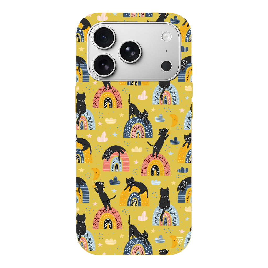 Sevimli Kara Kedi Lansman Model İçi Kadife Silikon Telefon Kılıfı