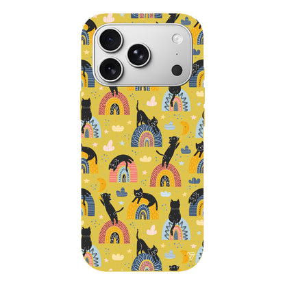 Sevimli Kara Kedi Lansman Model İçi Kadife Silikon Telefon Kılıfı