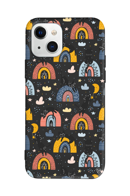 Sevimli Kara Kedi Lansman Model İçi Kadife Silikon Telefon Kılıfı – Plus Serisine Özel