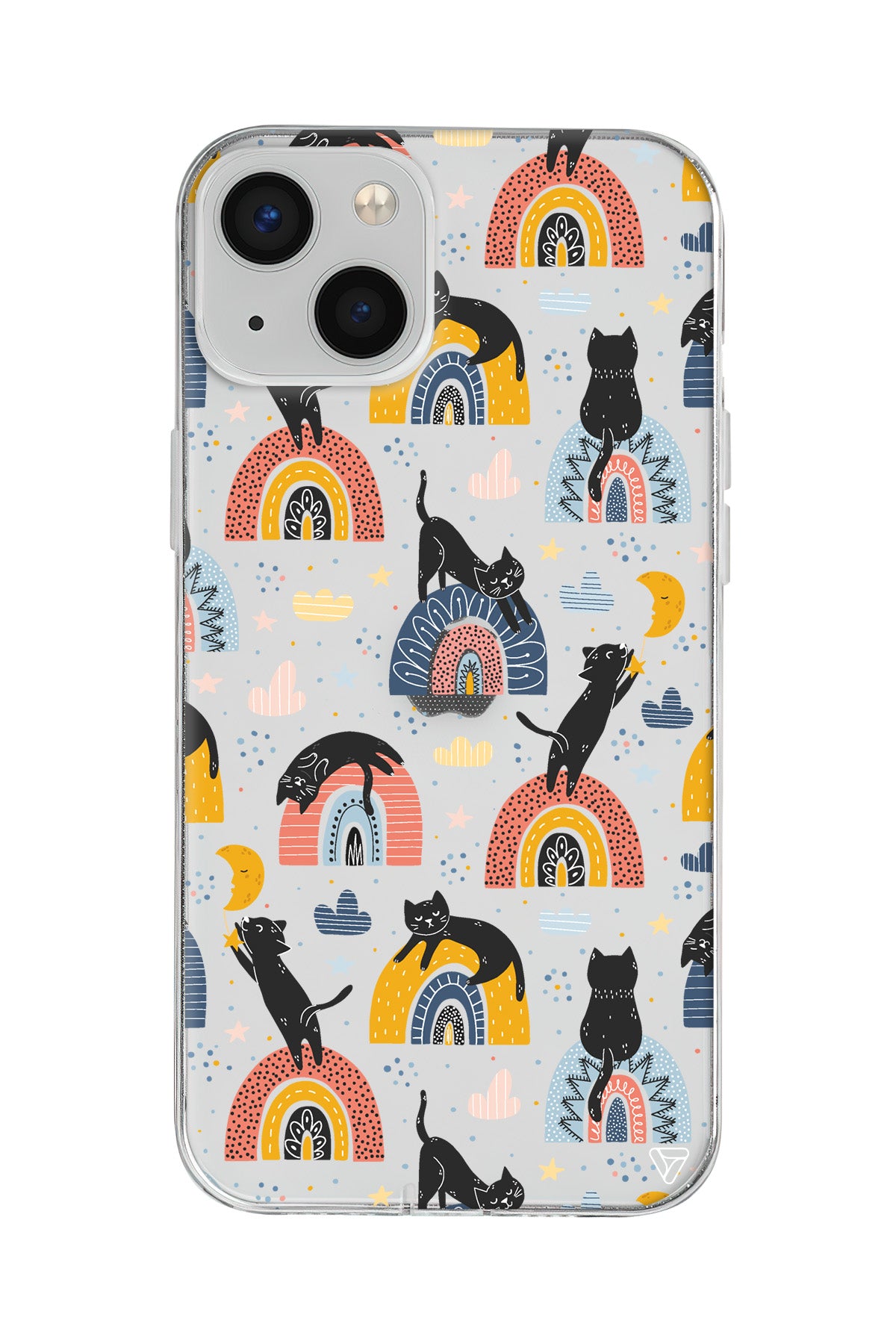 Sevimli Kara Kedi Lansman Model İçi Kadife Silikon Telefon Kılıfı – Plus Serisine Özel