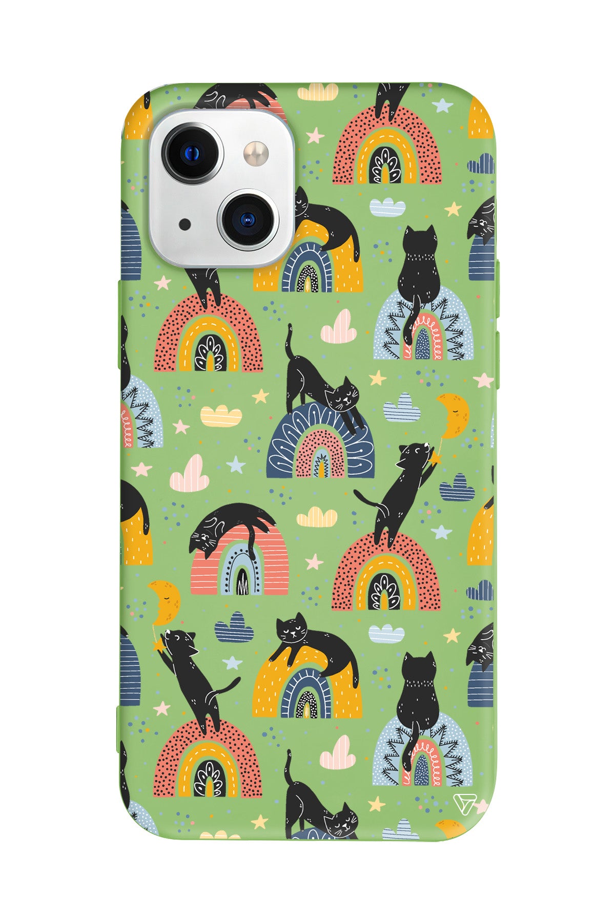 Sevimli Kara Kedi Lansman Model İçi Kadife Silikon Telefon Kılıfı