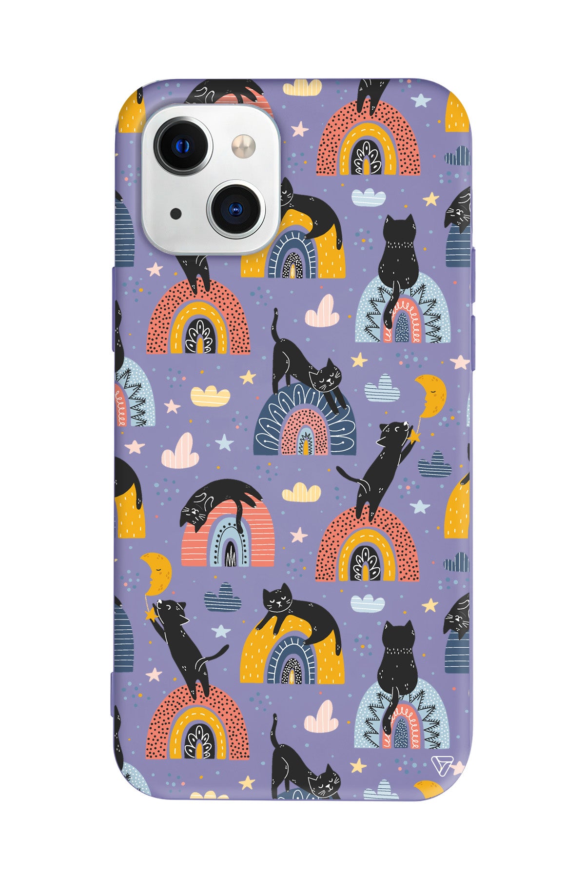 Sevimli Kara Kedi Lansman Model İçi Kadife Silikon Telefon Kılıfı – Plus Serisine Özel