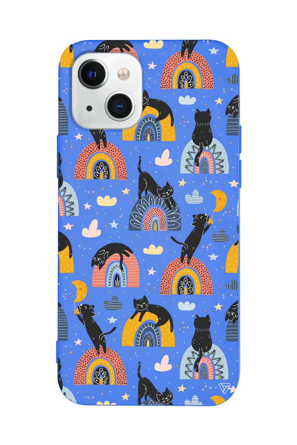 Sevimli Kara Kedi Lansman Model İçi Kadife Silikon Telefon Kılıfı – Plus Serisine Özel