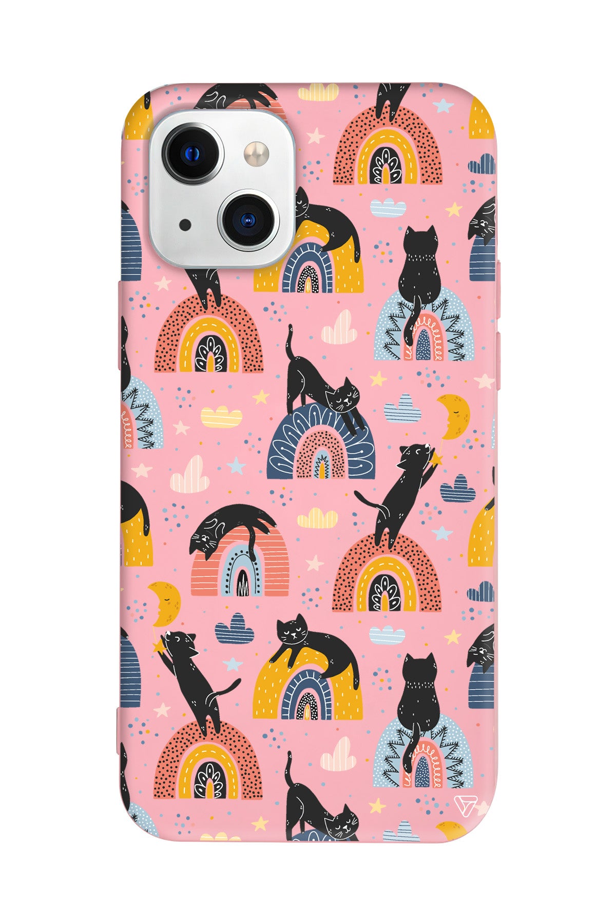 Sevimli Kara Kedi Lansman Model İçi Kadife Silikon Telefon Kılıfı