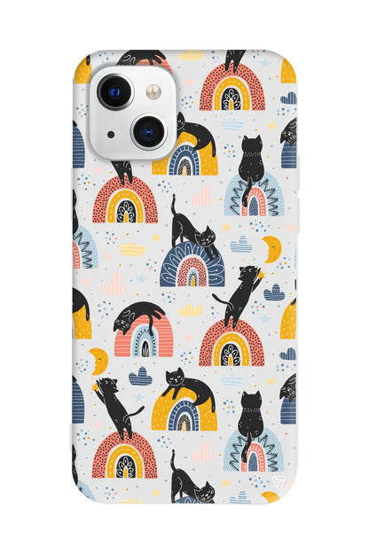 Sevimli Kara Kedi Lansman Model İçi Kadife Silikon Telefon Kılıfı – Plus Serisine Özel