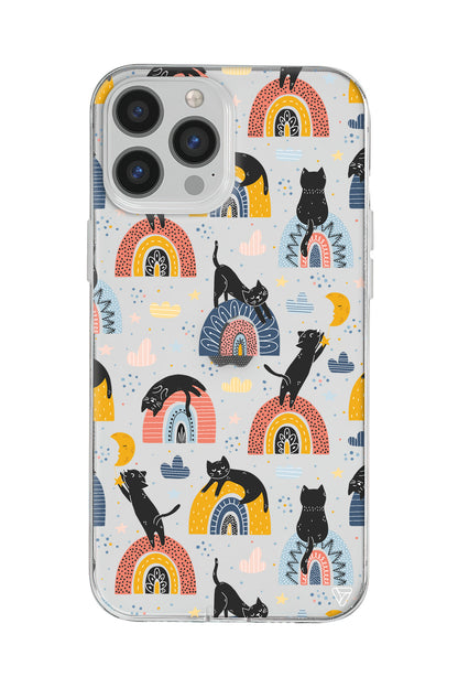 Sevimli Kara Kedi Lansman Model İçi Kadife Silikon Telefon Kılıfı