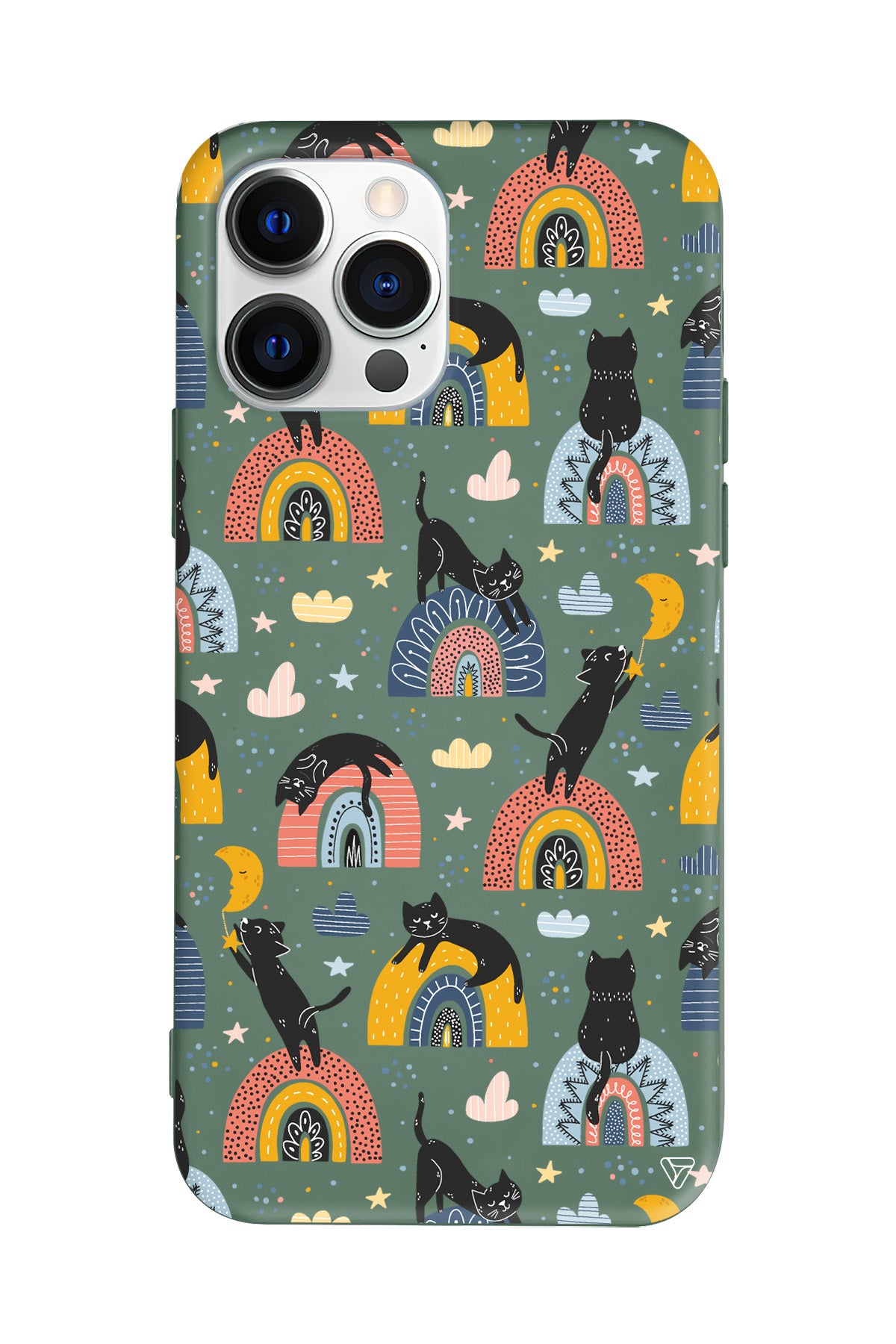 Sevimli Kara Kedi Lansman Model İçi Kadife Silikon Telefon Kılıfı