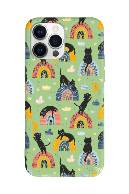 Sevimli Kara Kedi Lansman Model İçi Kadife Silikon Telefon Kılıfı