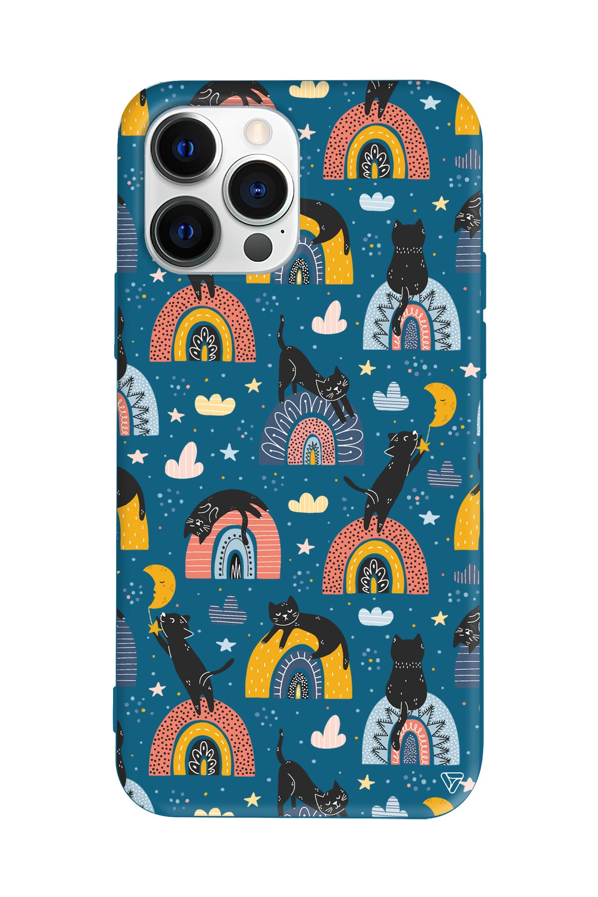 Sevimli Kara Kedi Lansman Model İçi Kadife Silikon Telefon Kılıfı