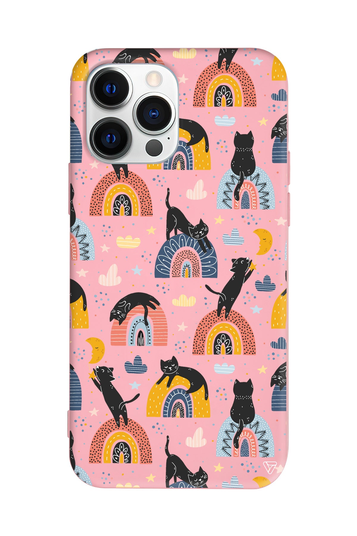 Sevimli Kara Kedi Lansman Model İçi Kadife Silikon Telefon Kılıfı