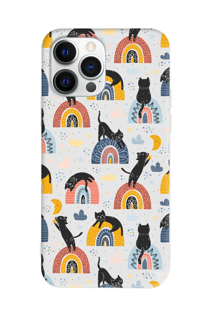 Sevimli Kara Kedi Lansman Model İçi Kadife Silikon Telefon Kılıfı