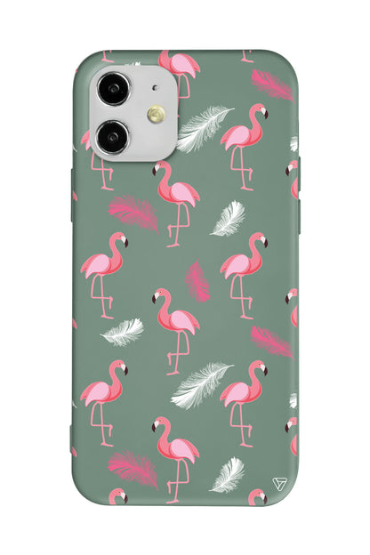 Tüy ve Flamingo Lansman Model İçi Kadife Silikon Telefon Kılıfı