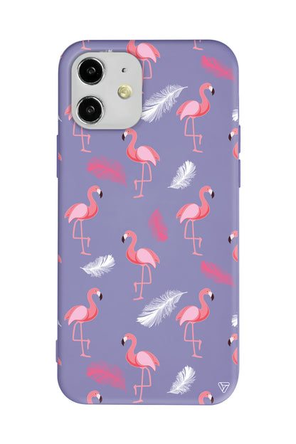 Tüy ve Flamingo Lansman Model İçi Kadife Silikon Telefon Kılıfı