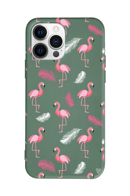 Tüy ve Flamingo Lansman Model İçi Kadife Silikon Telefon Kılıfı