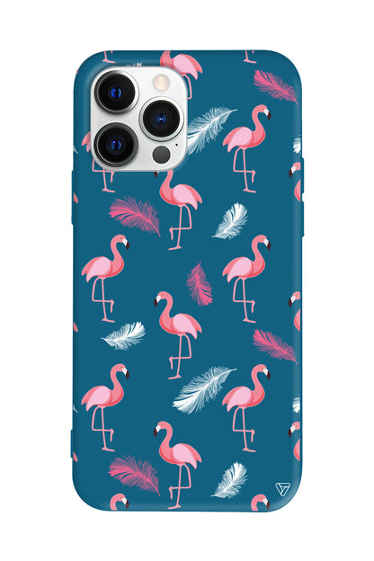 Tüy ve Flamingo Lansman Model İçi Kadife Silikon Telefon Kılıfı