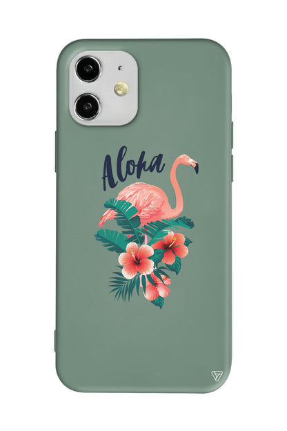 Aloha Flamingo Lansman Model İçi Kadife Silikon Telefon Kılıfı