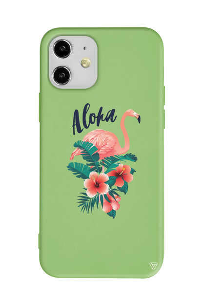 Aloha Flamingo Lansman Model İçi Kadife Silikon Telefon Kılıfı