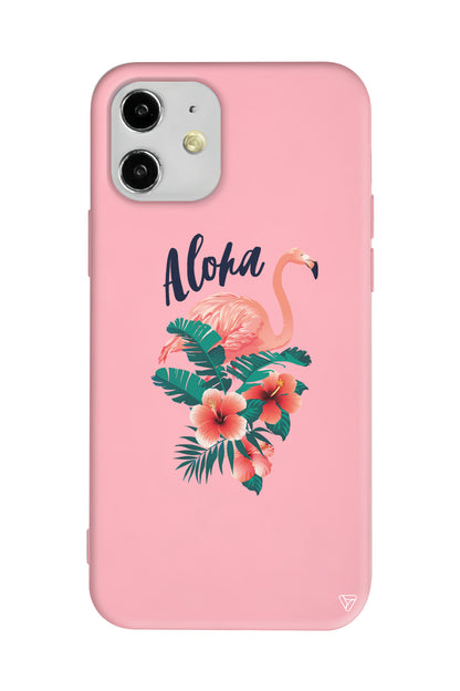 Aloha Flamingo Lansman Model İçi Kadife Silikon Telefon Kılıfı