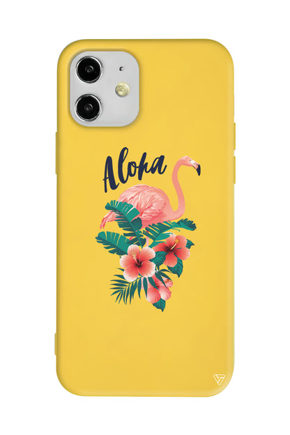Aloha Flamingo Lansman Model İçi Kadife Silikon Telefon Kılıfı