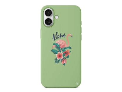 Aloha Flamingo Lansman Model İçi Kadife Silikon Telefon Kılıfı
