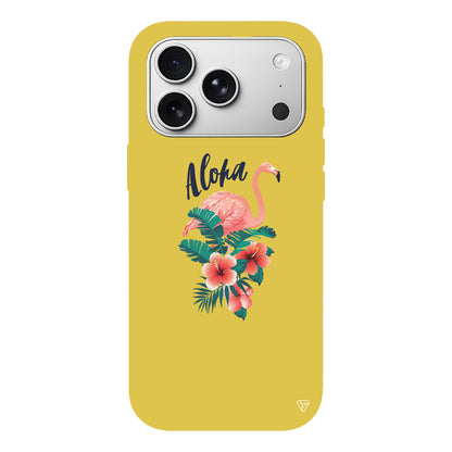 Aloha Flamingo Lansman Model İçi Kadife Silikon Telefon Kılıfı