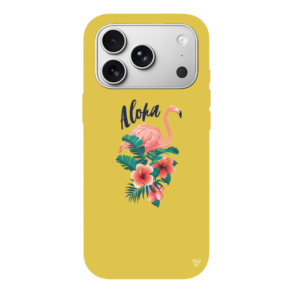 Aloha Flamingo Lansman Model İçi Kadife Silikon Telefon Kılıfı