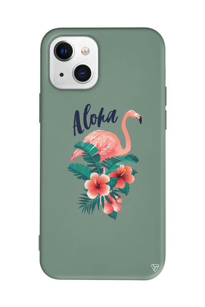 Aloha Flamingo Lansman Model İçi Kadife Silikon Telefon Kılıfı