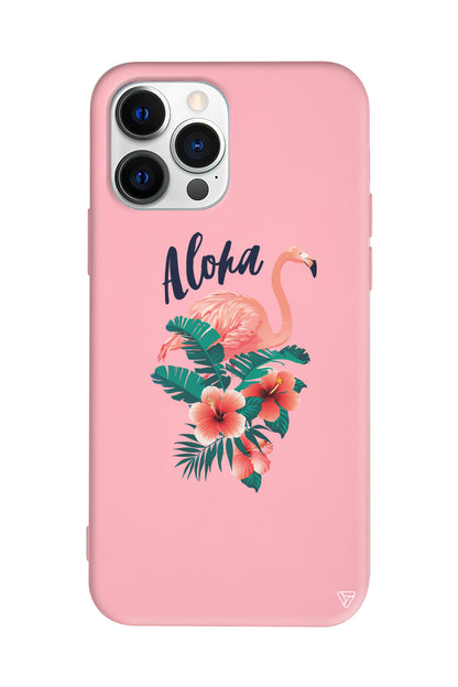 Aloha Flamingo Lansman Model İçi Kadife Silikon Telefon Kılıfı