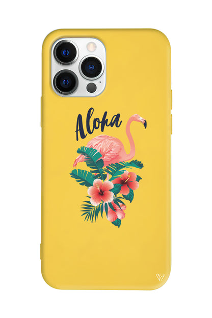 Aloha Flamingo Lansman Model İçi Kadife Silikon Telefon Kılıfı