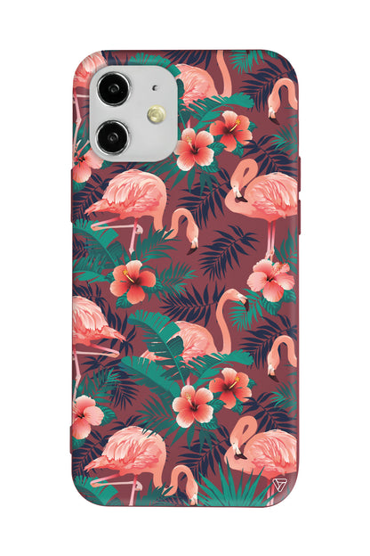 Leaf Flamingo Lansman Model İçi Kadife Silikon Telefon Kılıfı