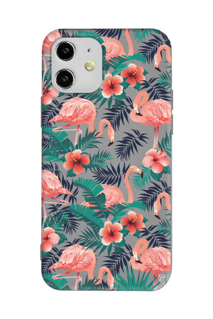 Leaf Flamingo Lansman Model İçi Kadife Silikon Telefon Kılıfı