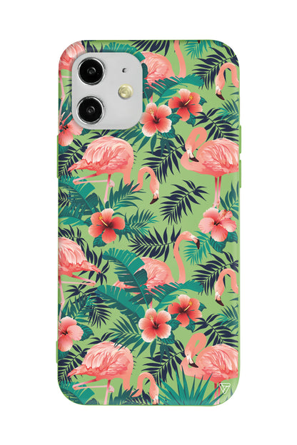 Leaf Flamingo Lansman Model İçi Kadife Silikon Telefon Kılıfı