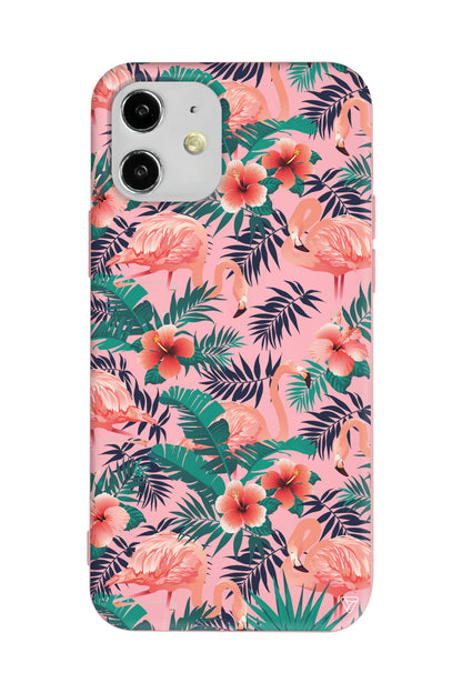 Leaf Flamingo Lansman Model İçi Kadife Silikon Telefon Kılıfı