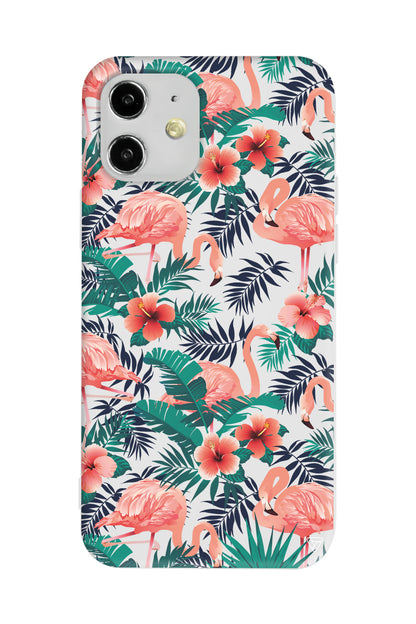 Leaf Flamingo Lansman Model İçi Kadife Silikon Telefon Kılıfı