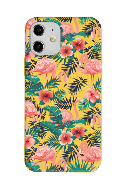 Leaf Flamingo Lansman Model İçi Kadife Silikon Telefon Kılıfı