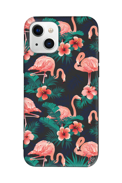 Leaf Flamingo Lansman Model İçi Kadife Silikon Telefon Kılıfı – Plus Serisine Özel