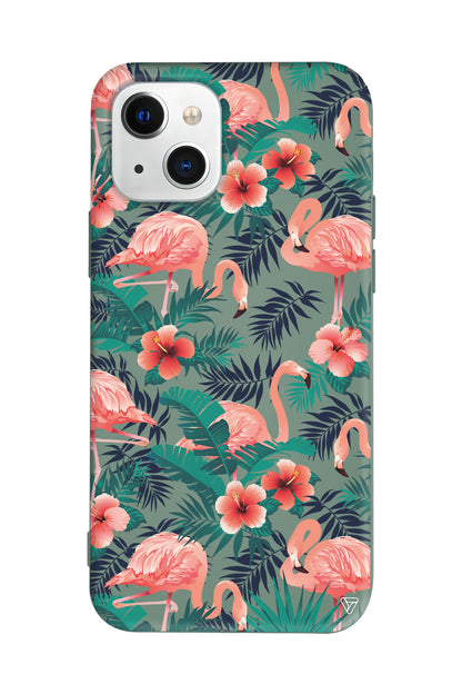 Leaf Flamingo Lansman Model İçi Kadife Silikon Telefon Kılıfı