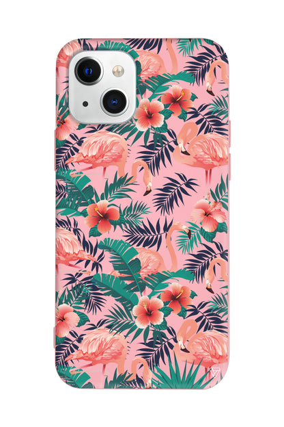 Leaf Flamingo Lansman Model İçi Kadife Silikon Telefon Kılıfı