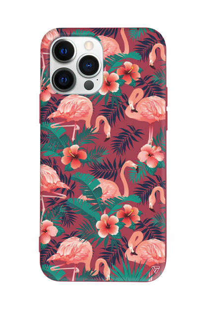 Leaf Flamingo Lansman Model İçi Kadife Silikon Telefon Kılıfı