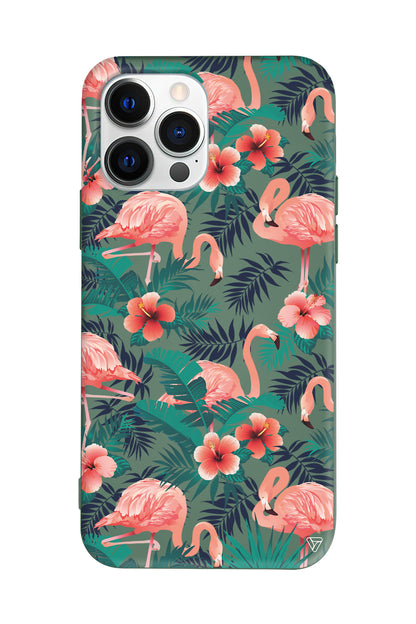 Leaf Flamingo Lansman Model İçi Kadife Silikon Telefon Kılıfı